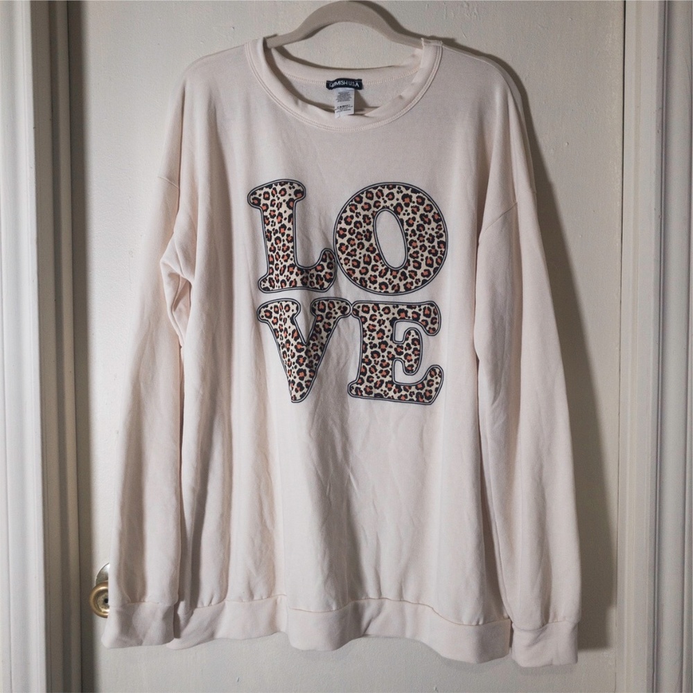 NWOT Heimish Cream Sweater w/ Animal Print